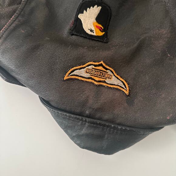 Y2K Wilson Leather Bomber Jacket Harley Patches - Picture 8 of 11